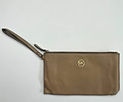 Michael Kors Fulton Brown Large Zip Clutch Wristlet W/Gold Hardware - Image 1 of 4