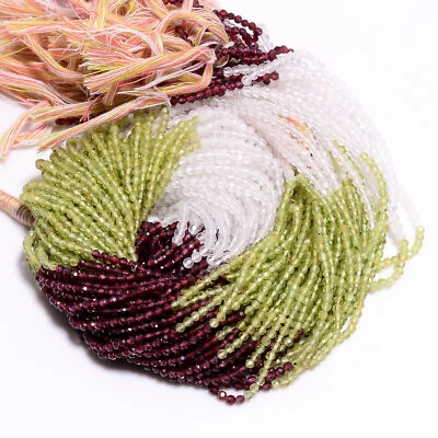 Peridot Garnet White Topaz Gemstone Gemstone Round Cut Beads 2.5 mm Strand 13"  - Image 1 of 2