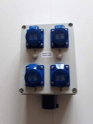 IECCEE 32amp to 4 x 16amp sockets C/W 15amp breakers in IP67 ELECTRIC box