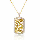 Sterling Silver Gold-Tone Crystals Jewish Shema Sh&#39;ma Yisrael Pendant Necklace