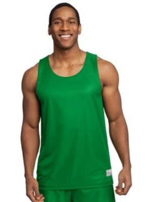 SPORTTEK Sleeveless Reversible Moisture Wicking Mesh Basketball Jersey Tank Adult Green