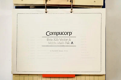 COMPUCORP 326 / 392 Programm Bibliothek VECTOR & MATRIX MATH PAK A - Bild 1 von 2
