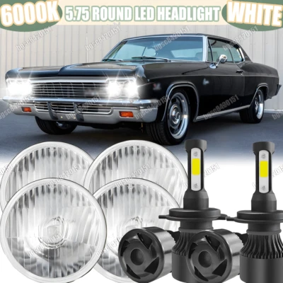 4PCS For Chevrolet Caprice 1966-76 5.75" 5-3/4" 6000K LED Headlights Hi/Lo Beam - Image 1 of 4