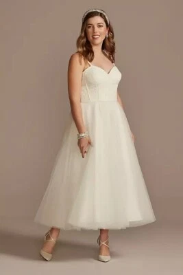 DB Studio Corded Lace Corset Bodice Dress w/ Tulle Skirt Size 10 IVORY NEW! - Image 1 of 4