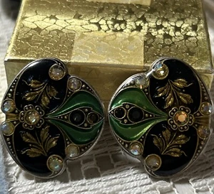 Catherine Popesco France Pierced Art Deco Style Earrings  Stunning EUC - Picture 1 of 9