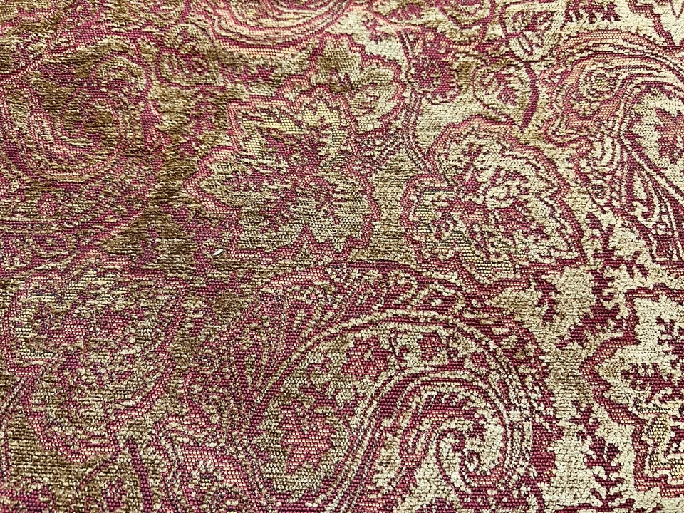 Elegante tela de tapicería hoja de chenilla/paisley, 2 yardas. a 54" de ancho, NOS Foto 1 de 4