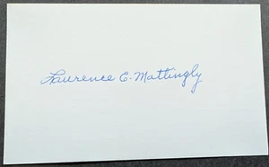 Laurence "Earl" Mattingly - 1931 Debut Autographed 3x5 Index Card - Dec. 1993 - Picture 1 of 1