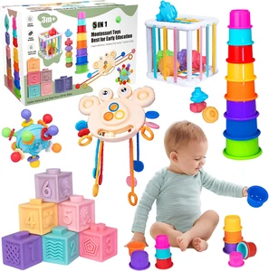 5 in 1 Baby Toys Montessori Toys for 1 Year Old Educational Learning Toys - Picture 1 of 12