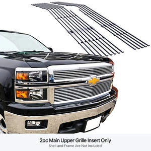 Se adapta a los insertos de rejilla superior principal para billetes para Chevy Silverado 1500 2014-2015 - Imagen 1 de 7