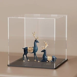 Acrylic Display Case with Black Base 6 Inch Square Box for Showcase Countertop - Picture 1 of 3