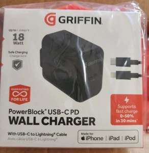 (4) GRIFFIN WALL CHARGER WITH USB-C TO CABLE 18 WATT FOR iPHONE - Picture 1 of 5