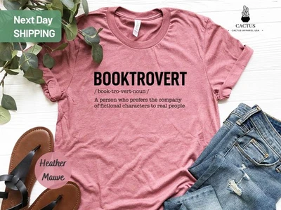 Booktrovert Definition Shirt, Funny Teacher Shirt, Reading Book Lover Gift Tee - Image 1 of 4