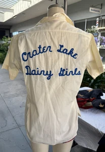 Ship N Shore Bowling Shirt ladies 34 Rosie Button Up 70s Crater Lake Dairy girl - Picture 1 of 11
