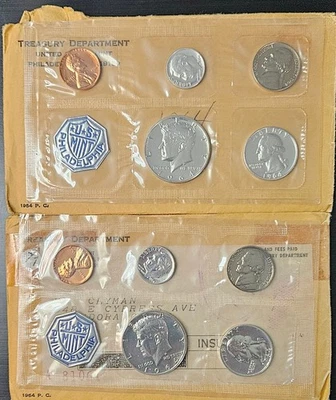 Lot Of 2, 1964 Proof Sets, 90% Silver Half, Quarter And Dime - Image 1 of 4