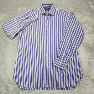 Polo Ralph Lauren Shirt Mens Large Striped Regent Custom Fit Broken Hem Dress - Picture 1 of 12