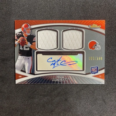 2010 Topps Finest Auto Dual Relic 55/100 Colt McCoy #FADR-CM Rookie Auto RC - Image 1 of 4