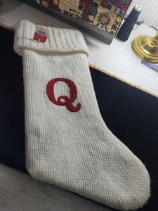 Christmas Stocking Wondershop Cable Knit Monogram Red w/white "Q" 18" NWT - Picture 1 of 6