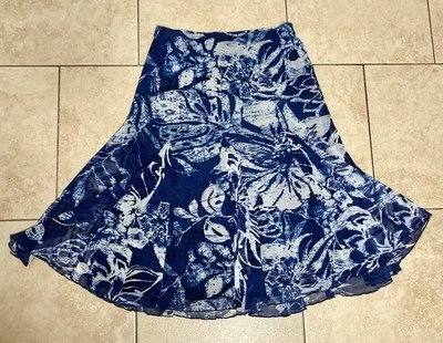 Coldwater Creek Skirt Size Petite Medium Floral Mesh Elast Waist Lined Mid Y2K - Image 1 of 4