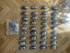 36 x Vintage chrome Shell Pull Drawer Handles - Picture 1 of 5