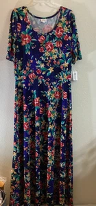 LuLaRoe Ana Dress Women's Size 2XL (18-20) Maxi Ankle Lenght Floral Print NEW - Picture 1 of 6