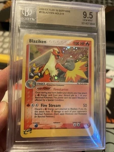 BGS 9.5 Blaziken Holo R Ex Rubin und Saphir #3 2003 Gem Mint Swirly - Bild 1 von 3