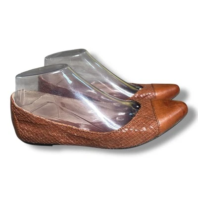 Zapatos planos de ballet FRYE REGINA de cuero marrón con punta para mujer talla 7M Foto 1 de 4