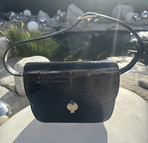 Elegante Krokodilleder Tasche aus Glanz Kroko in Schwarz CITES-IRV vintage Lack - Bild 1 von 23