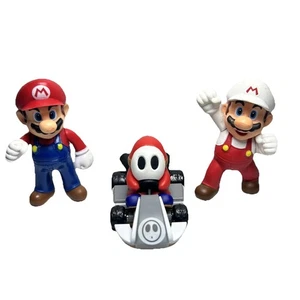 Super Mario & Fire Mario, Both 2.5” Figures, Plus Mario Kart Racer Shy Guy - Picture 1 of 2
