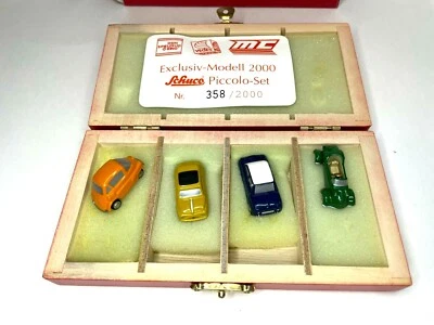 Schuco Piccolo литой 4 автомобиля набор 2000 BMW Isetta Fiat 500 Goggomobil 01717 новый - Изображение 1 из 4