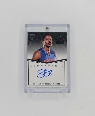 💥Matching Jersey #8/99💥 2014-15 Paramount Penmanship Spencer Dinwiddie RC Auto - Image 1 of 3