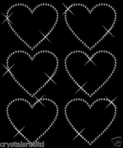 6x75mm Outline Heart iron on Rhinestone Transfer crystal hotfix t-shirt transfer - Picture 1 of 4
