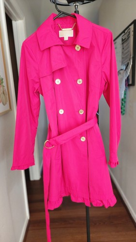 Michael Kors trench rosa orlo con volant S Med donna cravatta in vita oro 2018