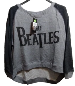 The Beatles Jumper Sweatshirt Two Tone Pullover Sweater Blue Grey Wide Boat Neck - Picture 1 of 4