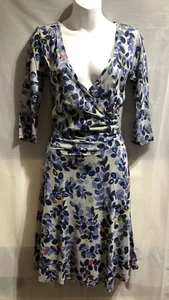 DICKINS & JONES WOMENS BLUE MIX FLORAL 3/4 SLEEVE DRESS SIZE: 8/36 (WD262) - Picture 1 of 11