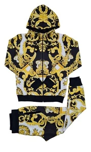 Time Is Money Men's Luxury Baroque Tracksuit – Couture Hoodie & Joggers Set - Picture 1 of 7