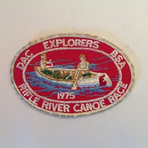 Vtg BSA Boys Scouts of America Patch DAC Explorers Rifle River Canoe Race 1975 - Picture 1 of 5