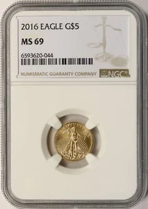 2016 $5 Gold American Eagle NGC MS69 1/10oz .9167 Fine - Picture 1 of 4