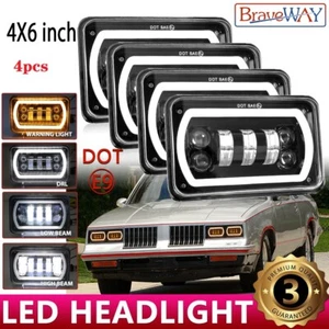 4pcs 4x6" Led Headlights Hi/Lo Halo DRL fit 1980-1988 Oldsmobile Cutlass Supreme - Picture 1 of 13