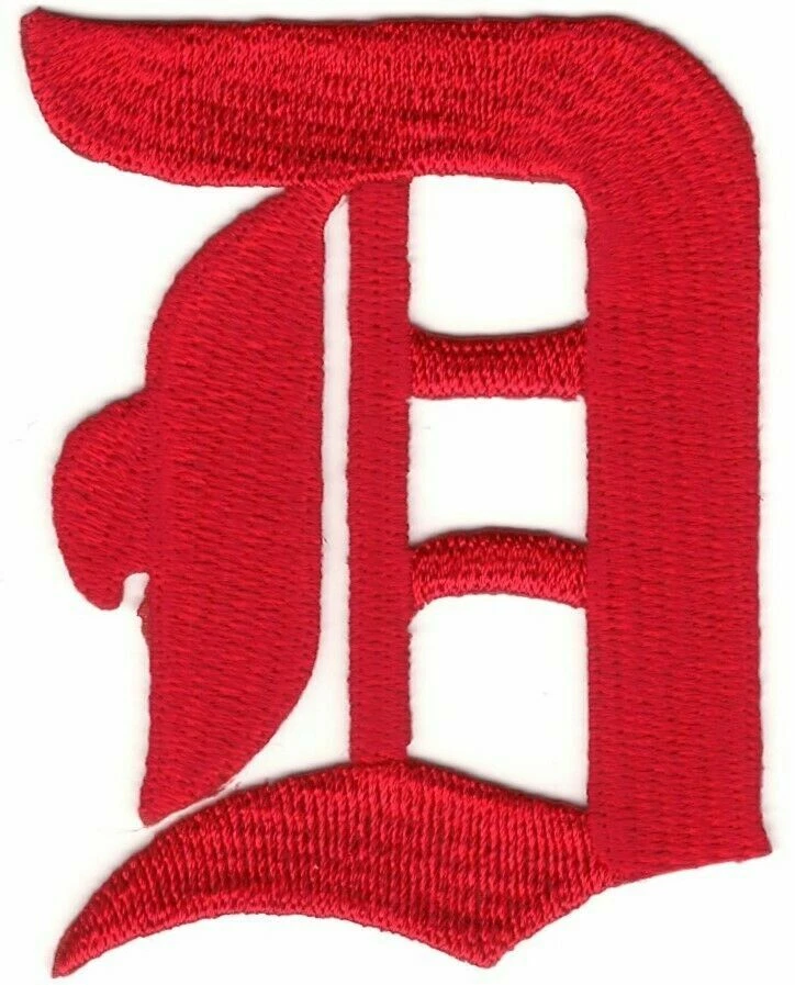 3" Fancy Red Old English Alphabet Letter D Embroidered Patch - Image 1 of 1