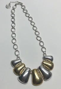 Vintage Crown Trafari Link Necklace Silver Gold Tone Collectible Chunky - Picture 1 of 6