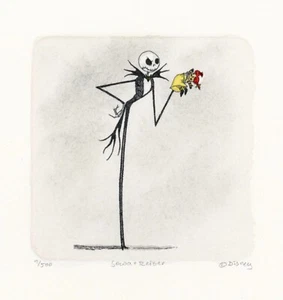 Jack Skellington Nightmare Before Christmas Sowa Reiser /500 incisione dipinta a mano 2 - Foto 1 di 4