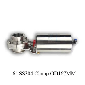 Sanitary Pneumatic Actuator Butterfly Valve Single Acting 6" SS304 Clamp OD167MM - Picture 1 of 5