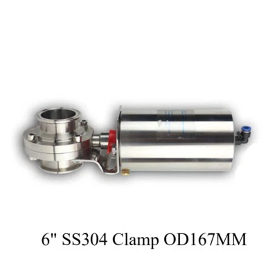 Sanitary Pneumatic Actuator Butterfly Valve Single Acting 6" SS304 Clamp OD167MM - Image 1 of 4