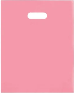 Plastic Shopping Bags 250 Frosty Pink Diecut Handle 12" x 15 Frosted Merchandise - Picture 1 of 2