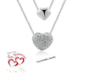 Collana donna acciaio con Doppia Catena e Ciondolo a Cuore - Foto 1 di 4