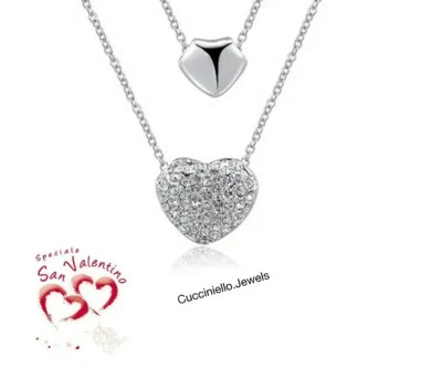 Collana donna acciaio con Doppia Catena e Ciondolo a Cuore  - Immagine 1 di 4