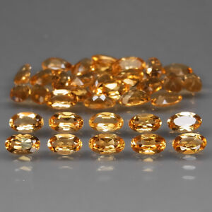Oval 5x3 mm.Real 100%Natural Yellow Citrine Brazil Full Sparkling 35Pcs/7.55Ct.