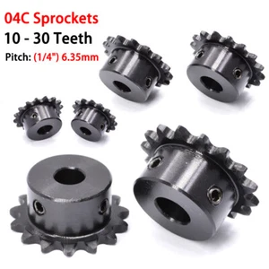 45# Steel Roller Chain Sprockets 10T - 30T Pitch 1/4" 6.35mm 04C Drive Sprocket - Picture 1 of 7