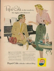 1954 Pepsi Cola Soda Pop Vintage Print Ad Piano Maestro Pianist Show Fashion USA - Picture 1 of 8