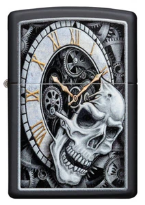 ZIPPO - BENZIN - FEUERZEUG - BLACK MATTE - SKULL CLOCK DESIGN - 60004591 - Bild 1 von 1